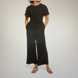 Halogen Twist Front Wide Leg Jumpsuit Black